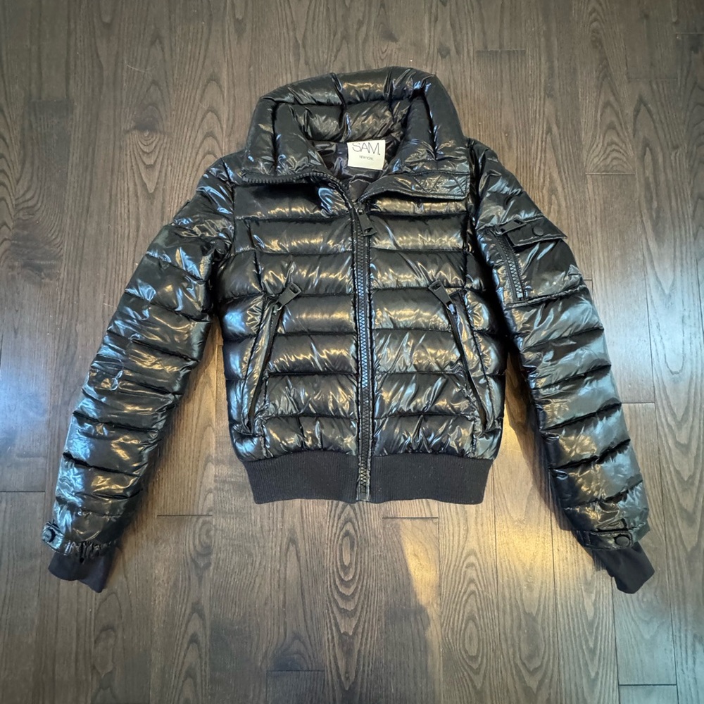 SAM. Shiny Black Puffer Jacket